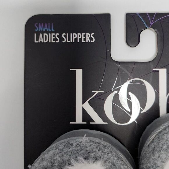 Kooba Ghost Adult Size S (5-6) White & Gray Faux Fur Ladies Slippers Halloween - Picture 4 of 7